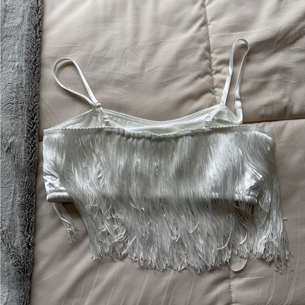 Fun White Fringe Crop Top - Picture 3 of 3